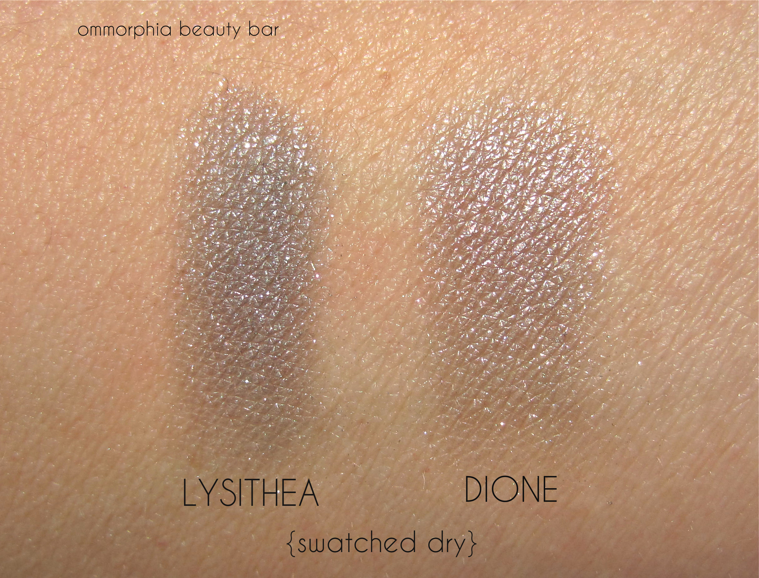 NARS Dione & Lysithea swatches dry