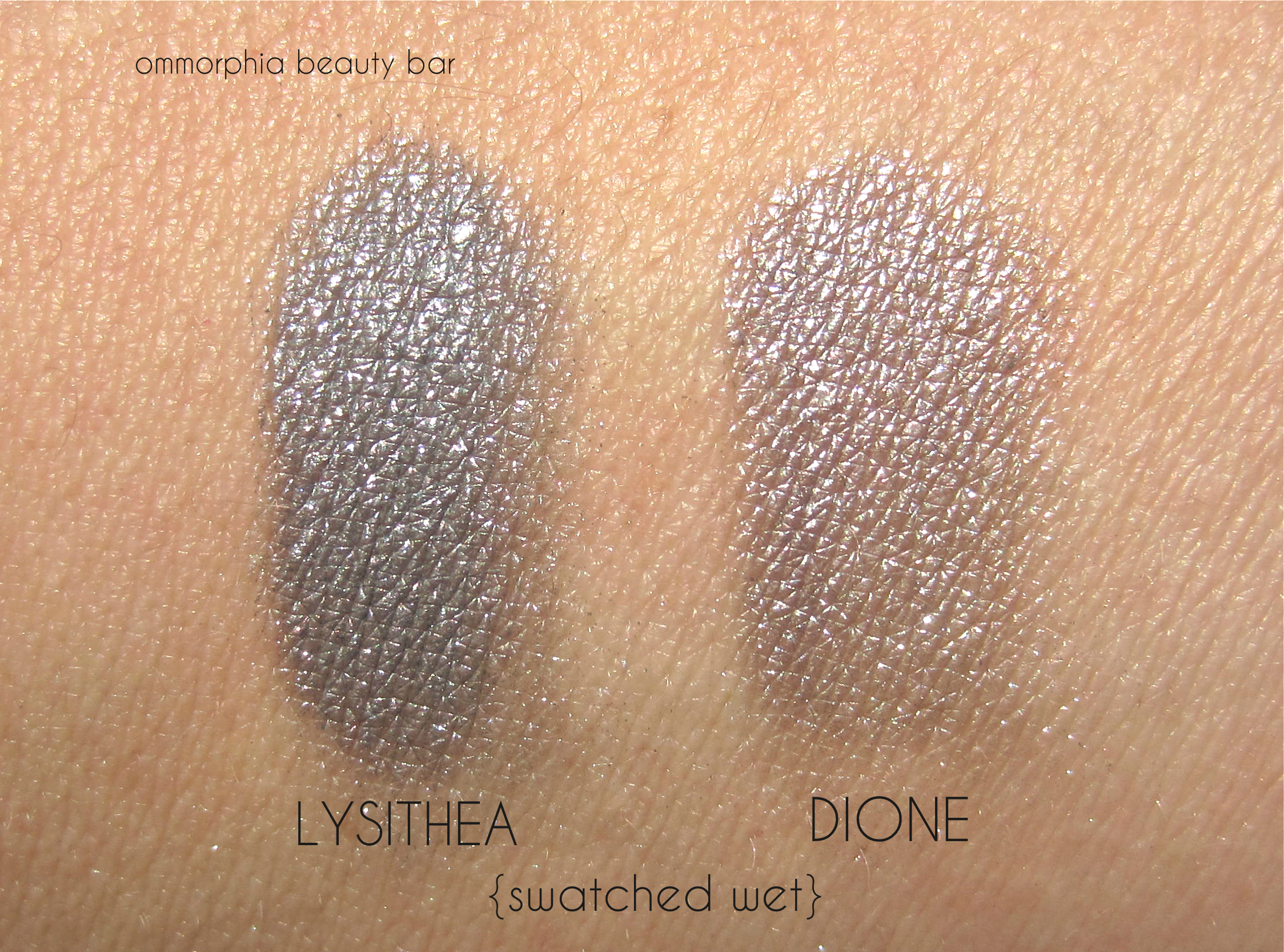 NARS Dione & Lysithea swatches wet 2