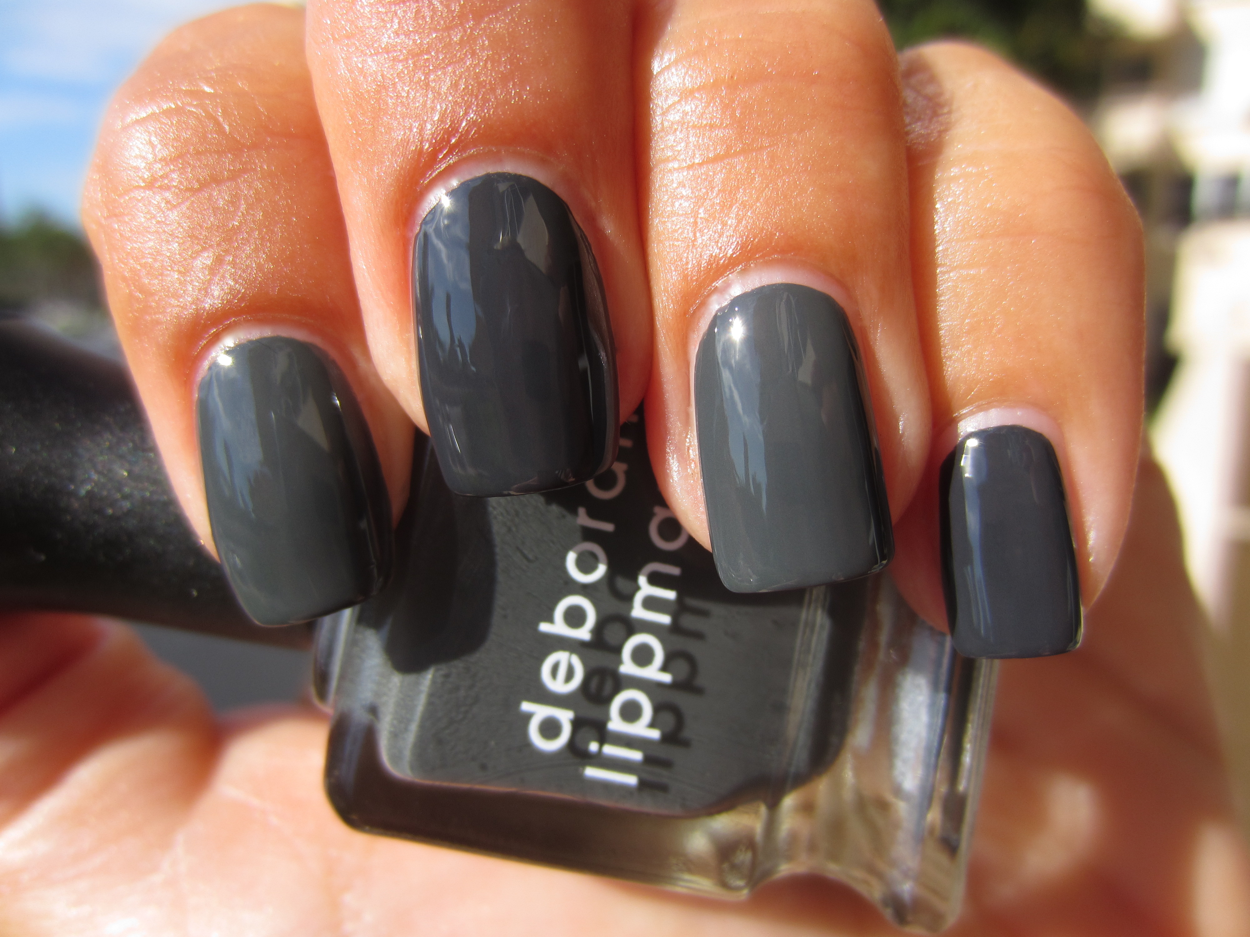 Stormy Weather vs. Galion swatch (sunlight & top coat)