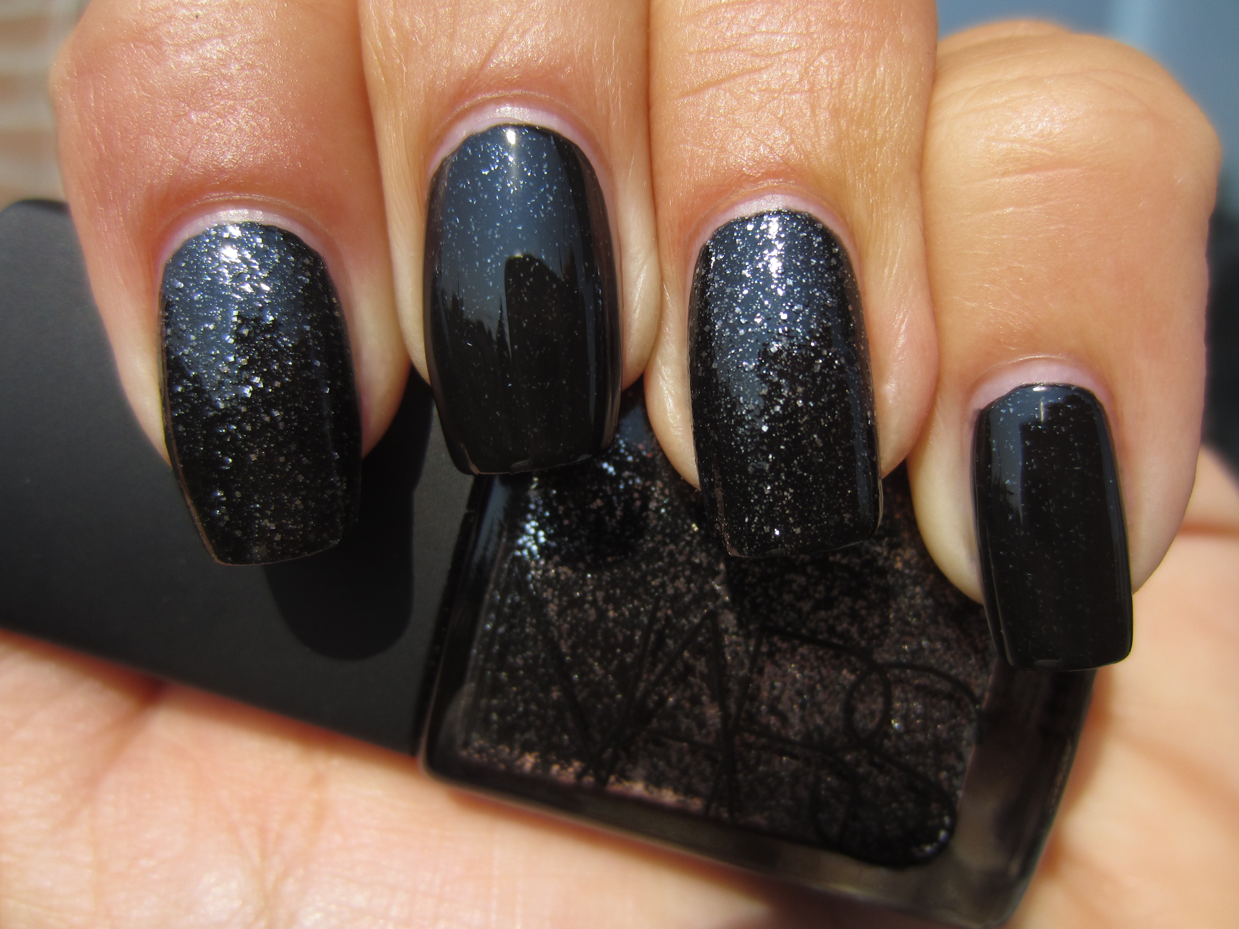 Night Breed vs Black Sequins swatch (sunlight)