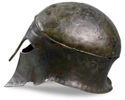 Ancient Greek battle helmet
