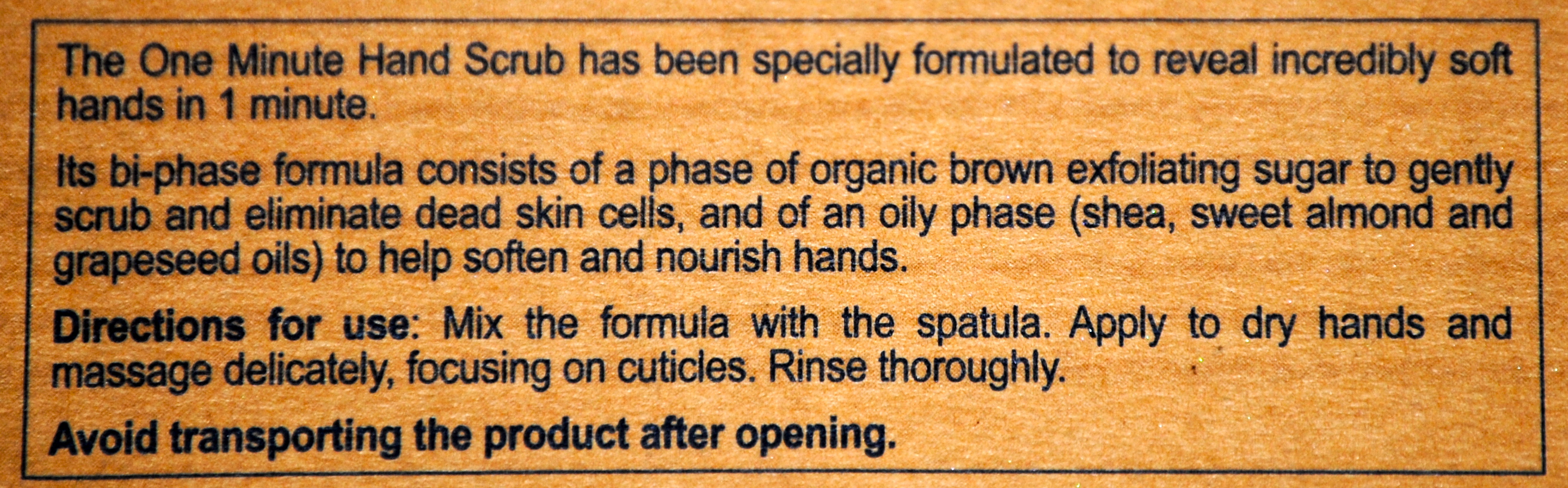 L'Occitane One Minute Hand Scrub (directions & info)