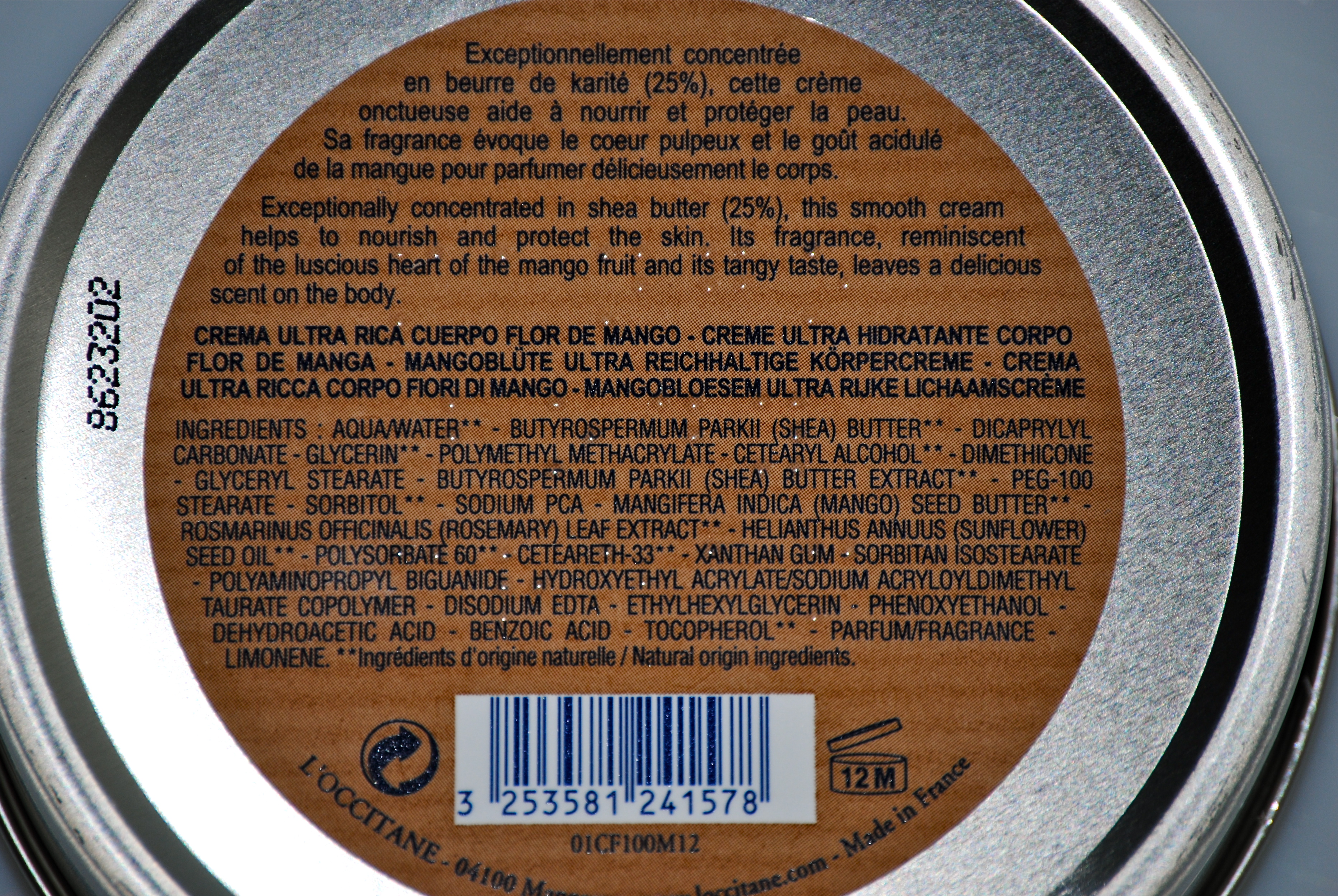Mango Flower Body Cream (label)