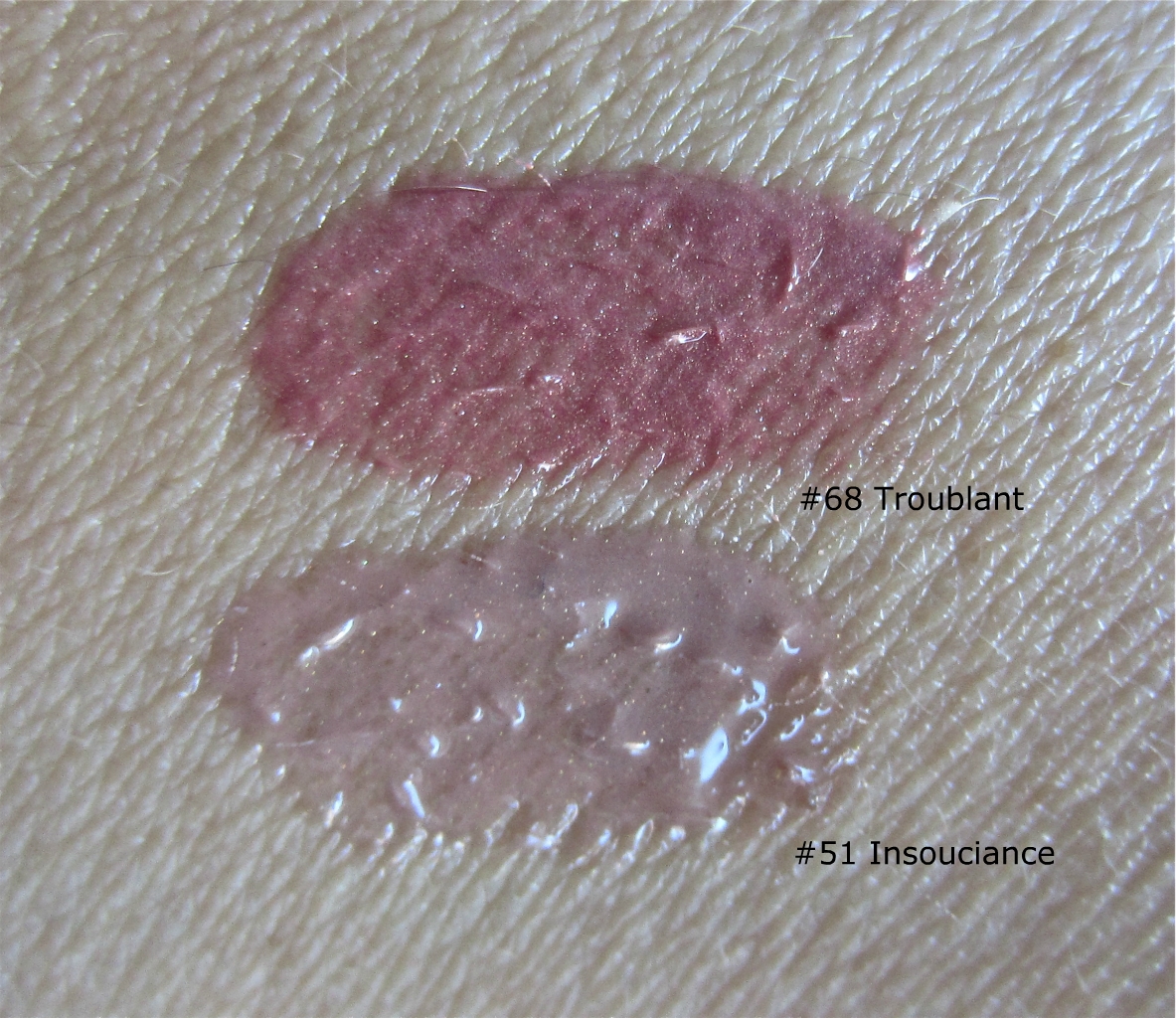 Chanel Troublant vs Insouciance swatch (natural light - new)