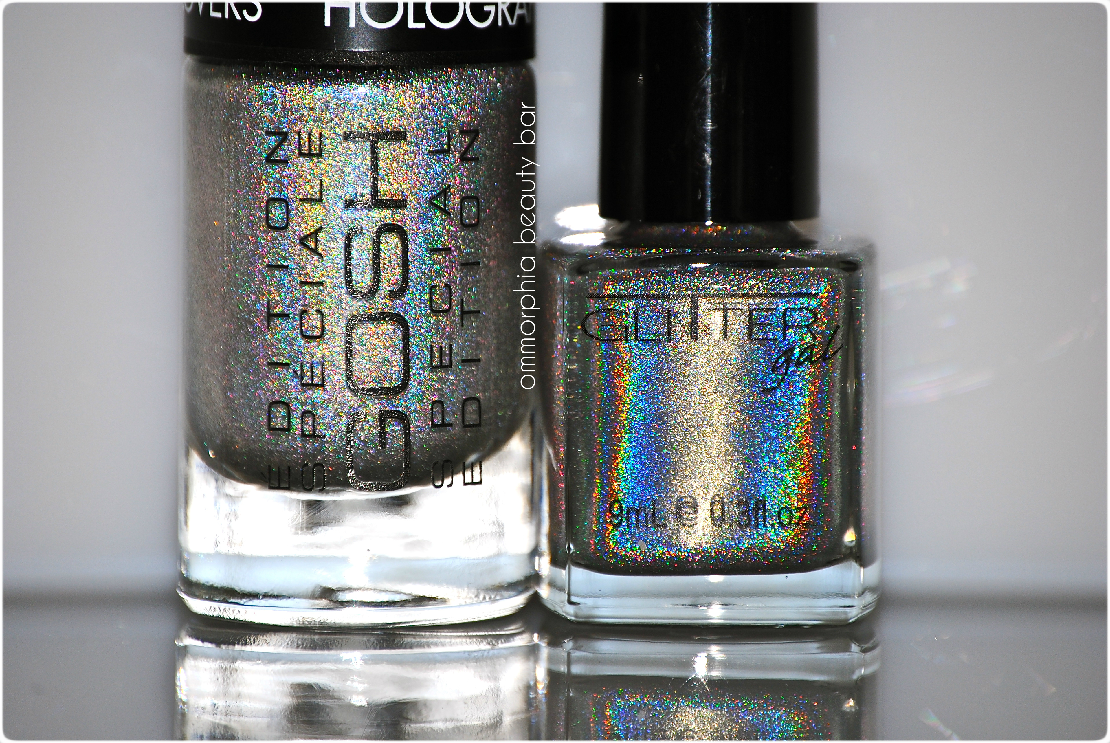 GOSH Holographic Hero vs Glitter Gal Silver