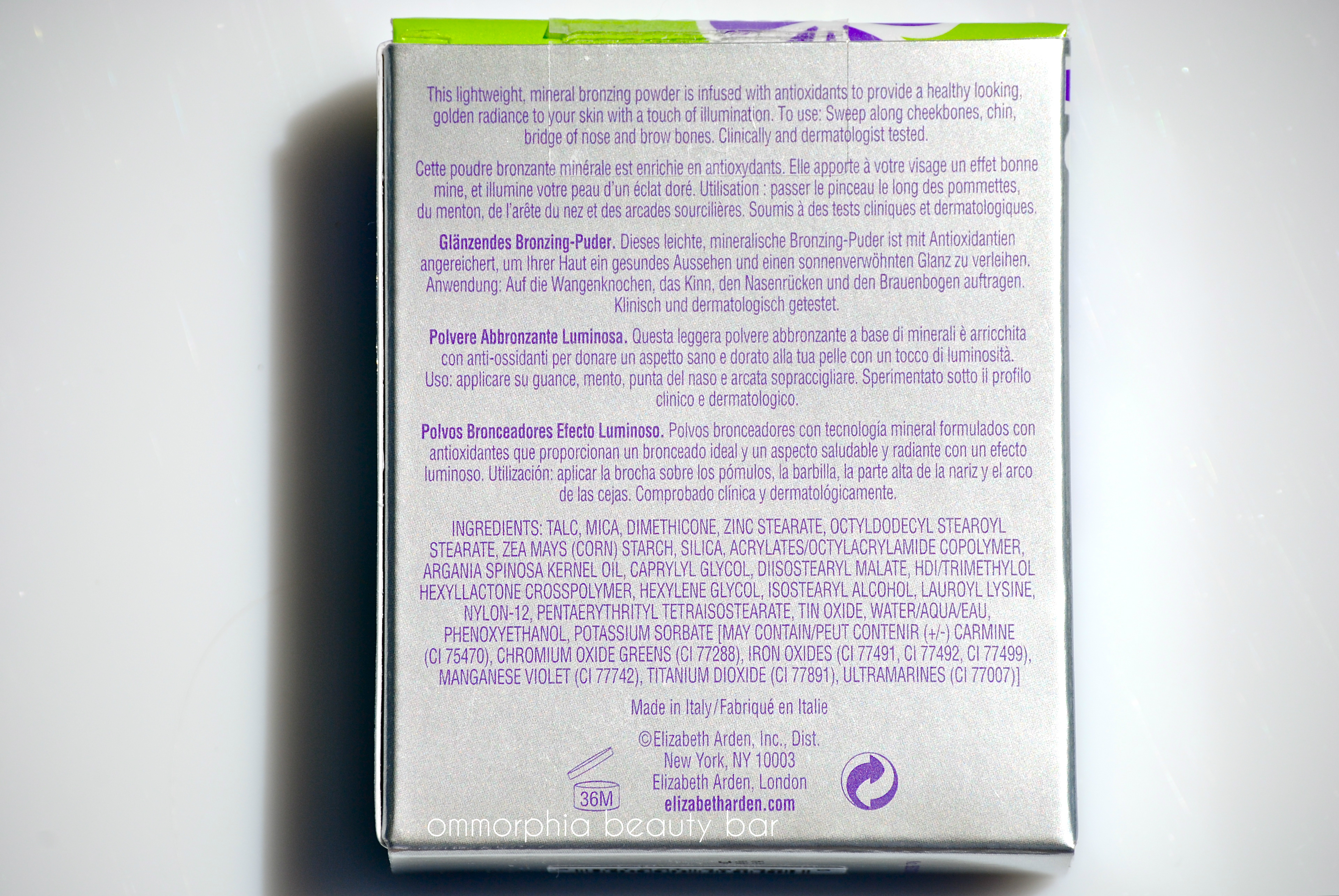 EA Bronzer information & ingredients