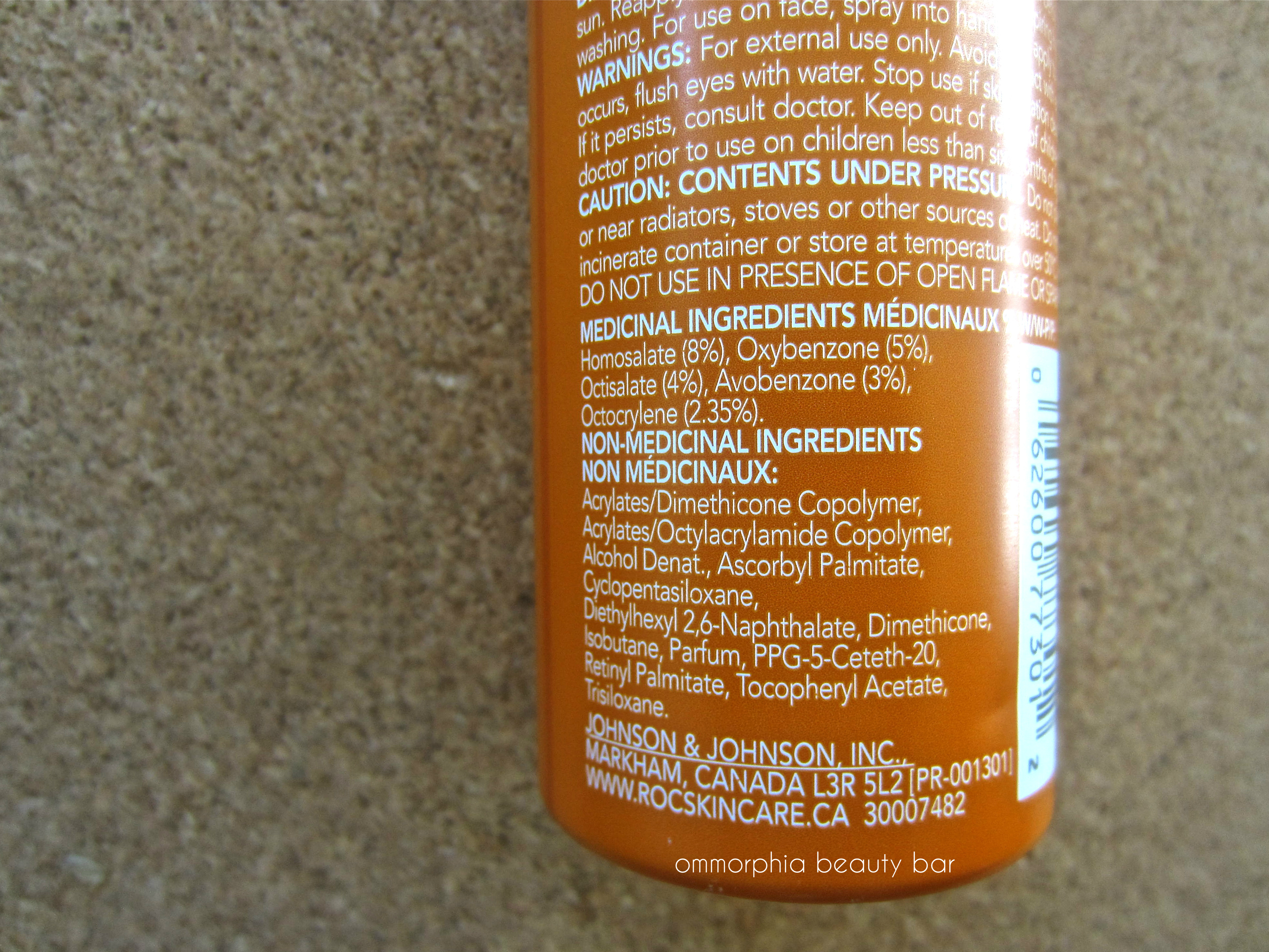 RoC SOleil Protexion ingredients