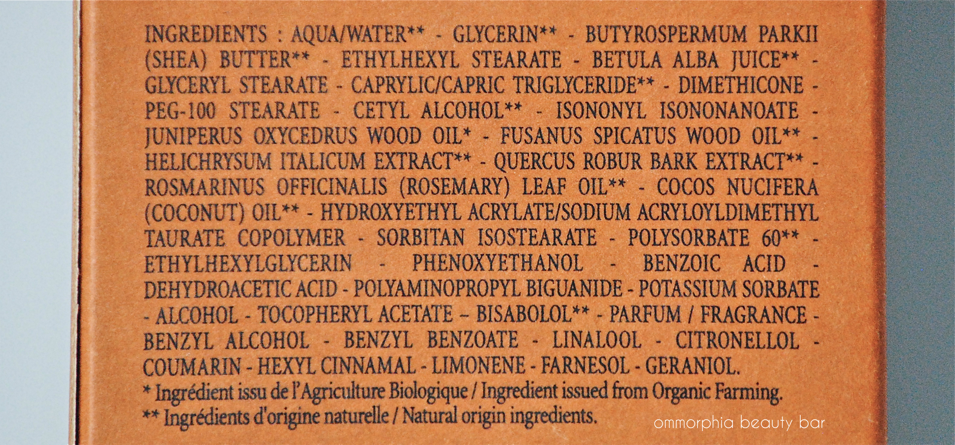 L'Occitane Cade After-Shave Balm ingredients