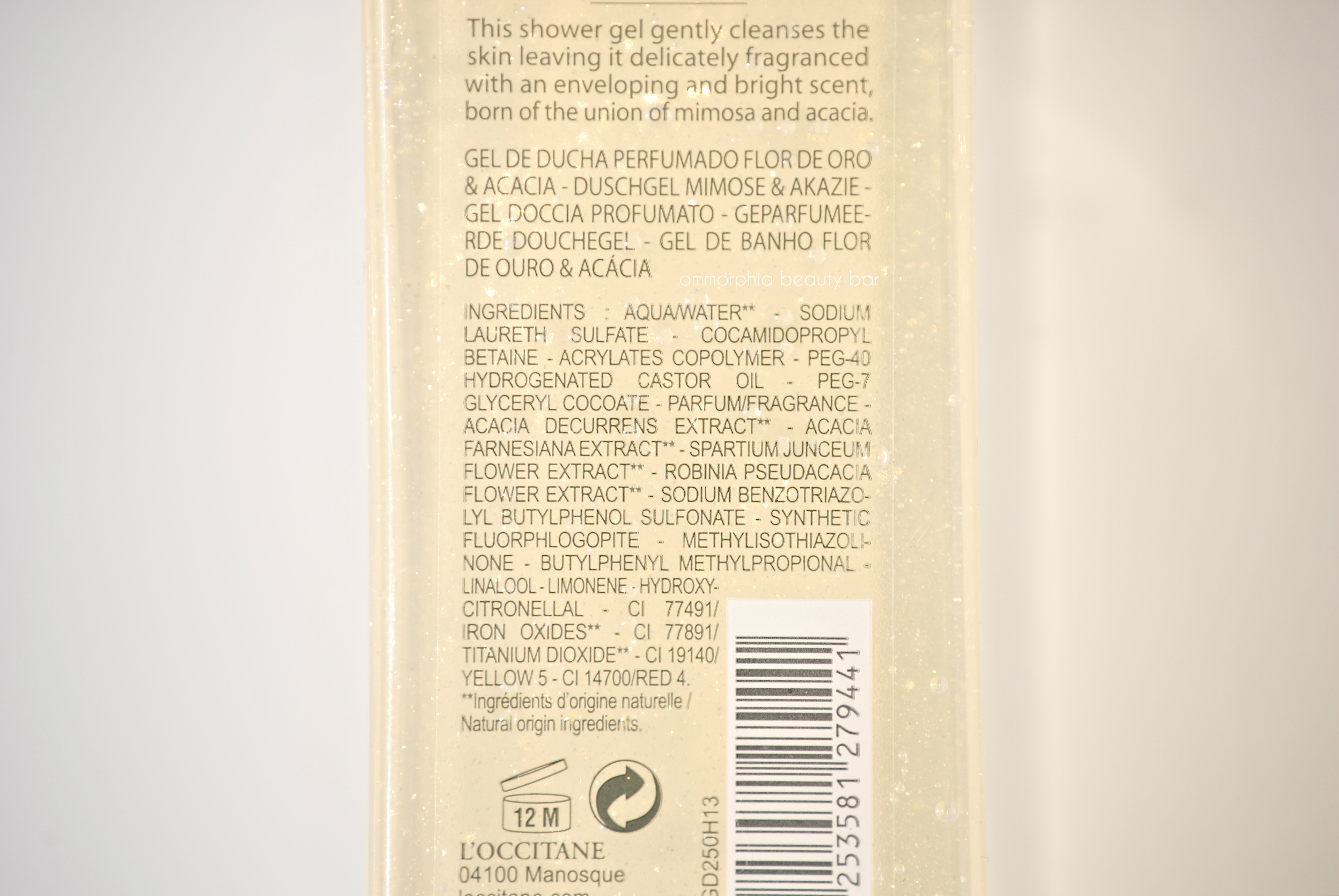 L'Occitane Fleur D'Or & Acacia Shimmering Showering Gel ingredients