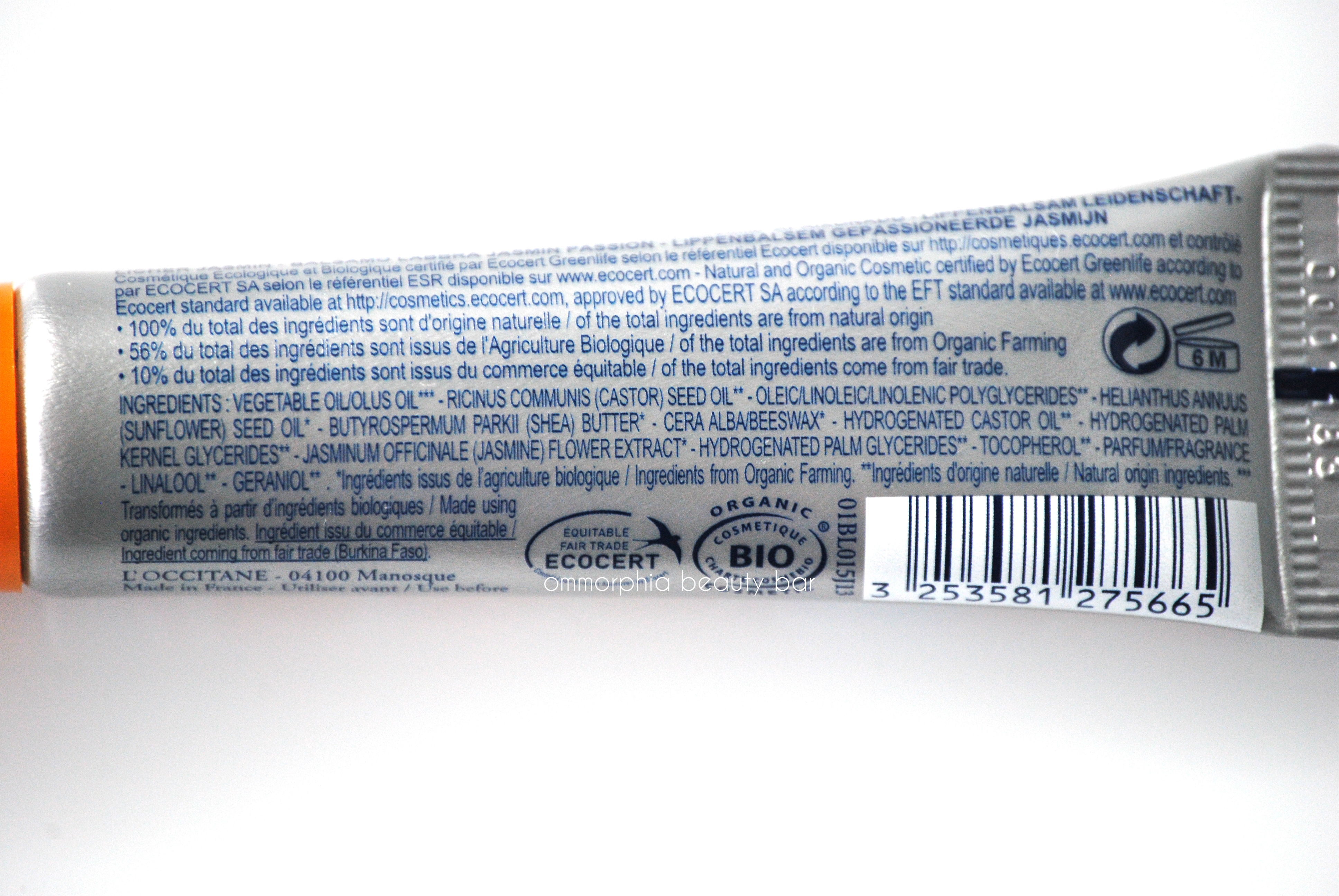 L'Occitane Passionate Jasmine Lip Balm ingredients