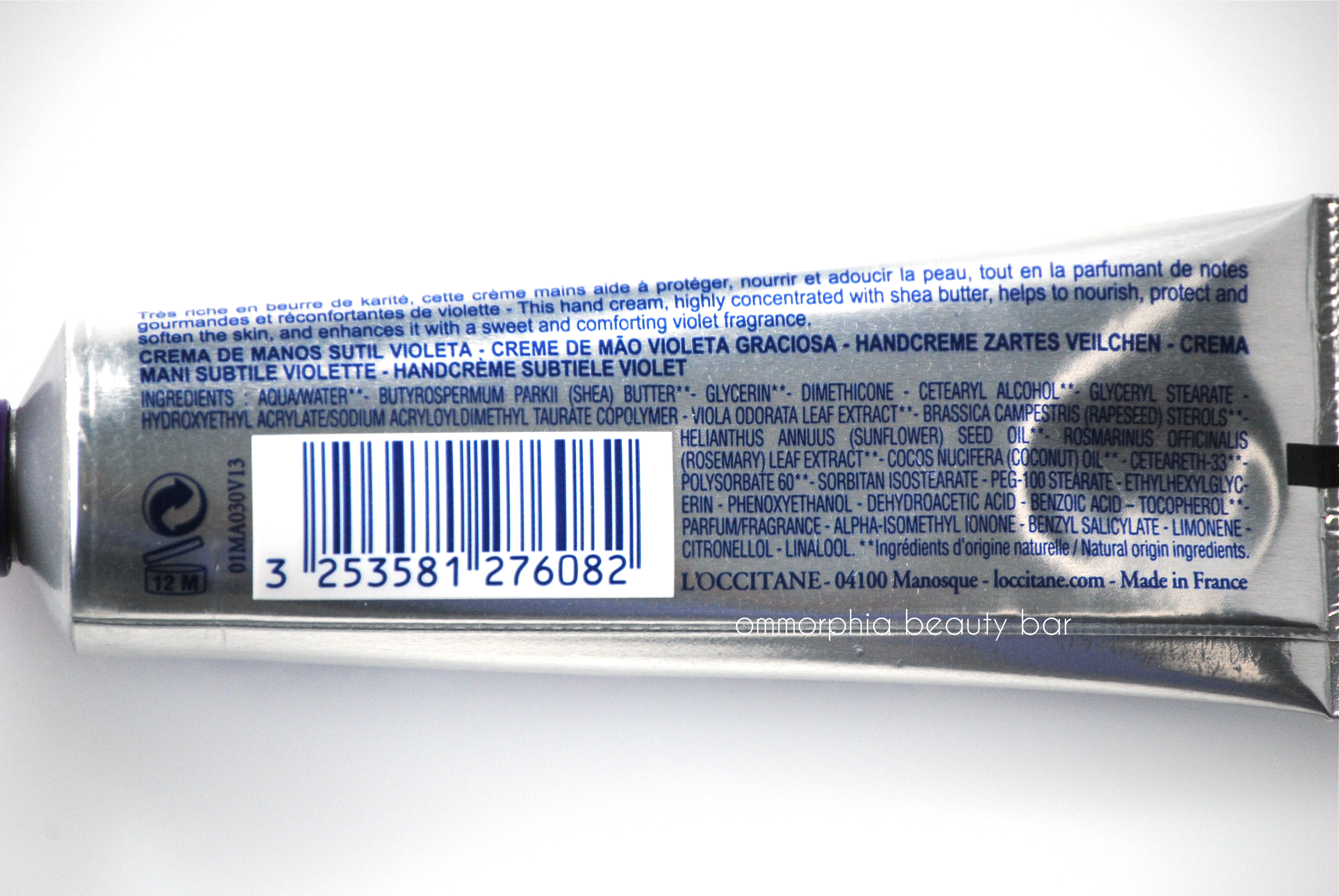 L'Occitane Subtle Violet Hand Cream ingredients