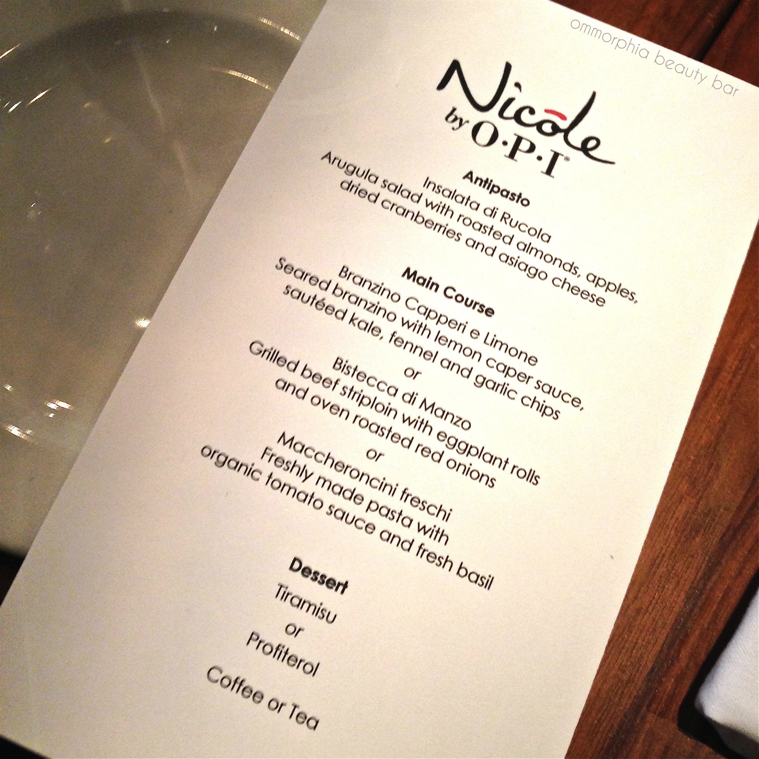 NOPI Luncheon menu