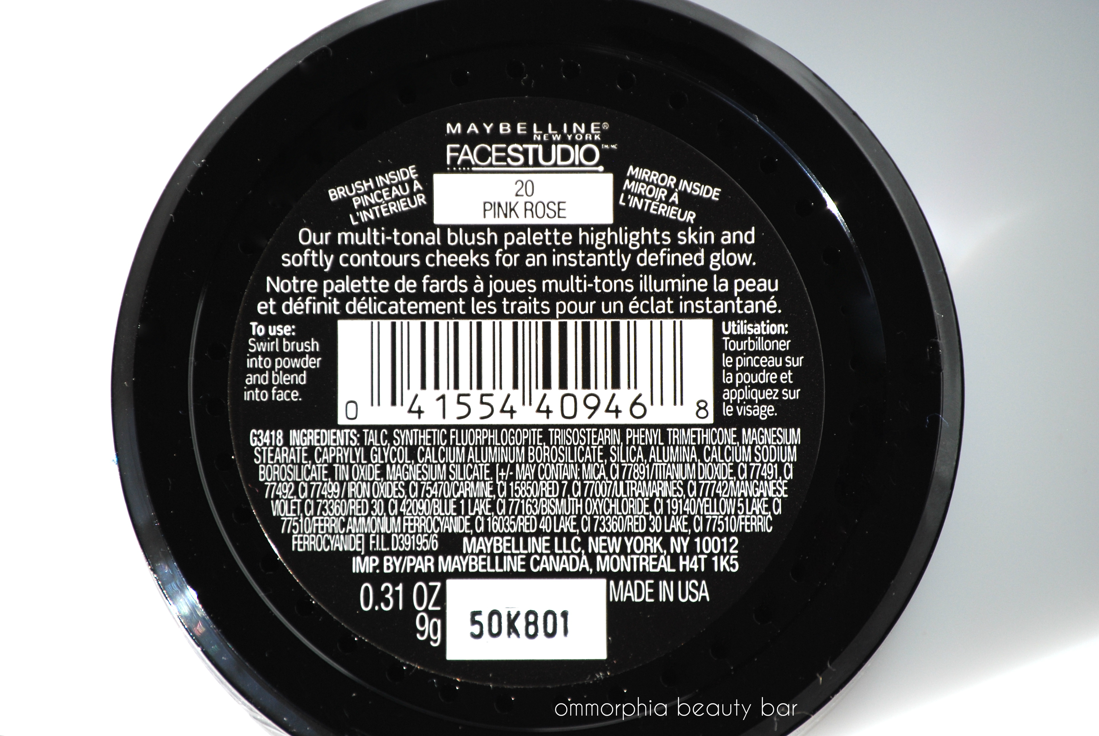 Maybelline Pink Rose Hi-Lighting Blush label