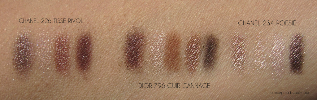 Dior Cuir Cannage vs CHANEL Tissé Rivoli & Poésie swatches