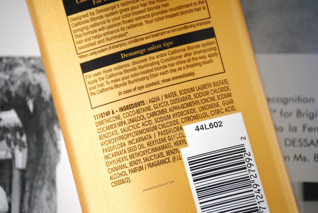 Dessange California Blonde shampoo ingredients