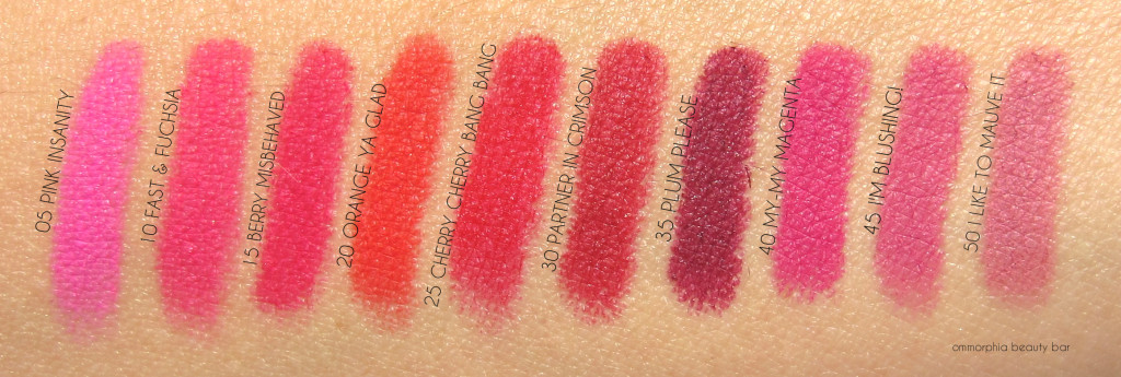 Maybelline Colorblur swatches 1