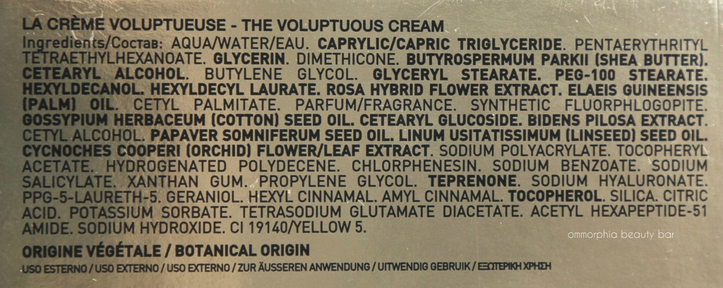 Lierac Premium Crème Volupteuse ingredients