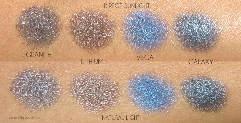 UD Moondust Palette swatches bottom row